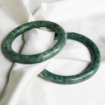 Spusti Ladje, Pravi Naravni Razred Krog Emerald Green Jade Zapestnice Bangles Za Ženske Ročno Izrezljane Bangle Dama Dekle Fine Nakit