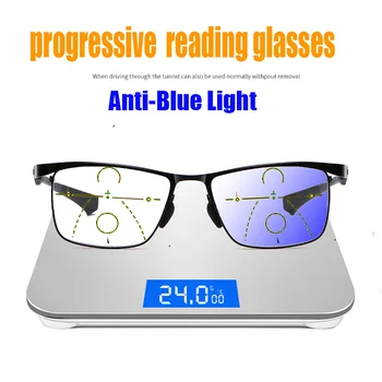 Anti Blue Ray Progresivna Multifokalna Obravnavi Očala Računalnik Za Moške, Ženske Pogled Jasno, Nastavljiv Očala Črna 1.5 2.5 3.0