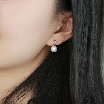 Moda Naravnih sladkovodnih črni biser uhani Klasičnih Biser nakit 925 srebrni uhani za ženske Stranka poročni uhani