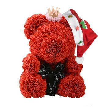 Božično Darilo za Otroke&ženske Umetno PE Rose medvedek Vrtnic s Krono Valentinovo Poroka Ljubezni Xmas Darila za Dekle