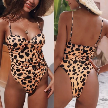 Seksi Leopard Tiskanja En Kos Obleke, Ženske Kopalke, kopalke Nizko-cut Backless Plavanje za Plaža Obrabe, Monokini Kopalke Bikini