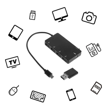 4 Vrata Micro USB OTG Hub Napajanja, Zaračunavanje Kabel Adapter Ultra-Slim v središču za Podatke za Windows Tablet Android Pametni telefon PC Flash Disk