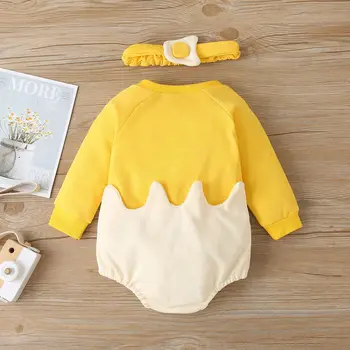 2021 nova otroška oblačila Jajce rumena obleka + Hairband otroka postavlja nove rojen telo newborn baby krpo 0-24M dekliška oblačila za malčke