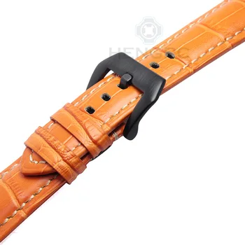 HENGRC Watchbands 22 mm 24 mm Moških, Rjava, Črna, Oranžna Debele Pravega Usnja Watch Pasu Trak Za Panerai Watch Dodatki