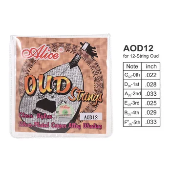 Alice AOD12 12-String Oud Nize Nastavitev(G-D-A-E-B-F) Najlon Jedro Silver Plated Bakrovih Zlitin za Navijanje (.022-.033)