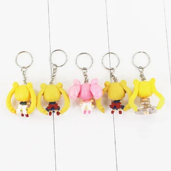 5pcs/5 cm veliko Sailor Moon Keychain Obeski Tsukino Mornar Slika Igrače Vedrino Mini Model obesek za ključe, za Dekleta
