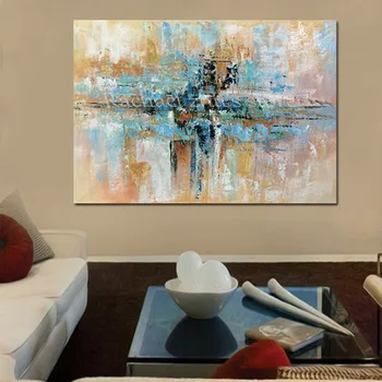 Ročno Poslikane Sodobno Abstraktno Modra Rjava Oljna slika Na Platnu Dnevni Sobi Doma Steno Povzetek Olje Sliko za Dekoracijo Umetnosti
