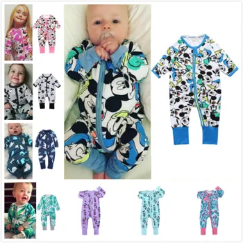 Novorojenega Otroka, Igralne Obleke Mickey Miške Minnie Dinozaver Tiskanja Pomlad Jesen Fant, Fant, Dekle Z Dolgimi Rokavi, Zadrgo Za Malčke Še Vzpon Oblačila