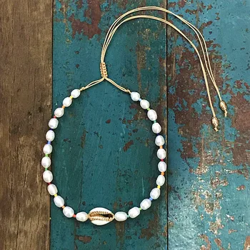 Boho Puka Naravnih cowrie Lupini ogrlica za ženske izjavo biser baroka bijoux choker ogrlica Collier de coquillages nakit 2019