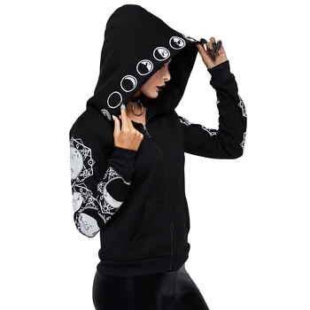 2019 Gothic Ženske Hoodie Priložnostne Long Sleeve Hooded zip-up Hooded zgornji del Trenirke Ženske Jumper Ženske Trenirke Hoodie