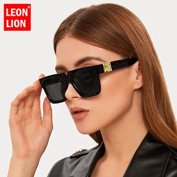 LeonLion Kvadratnih Retro Sončna Očala Ženske Luksuzne Blagovne Znamke Očala Ženske/Moški Prevelik Sončna Očala Ženske Ogledalo Oculos De Sol Feminino