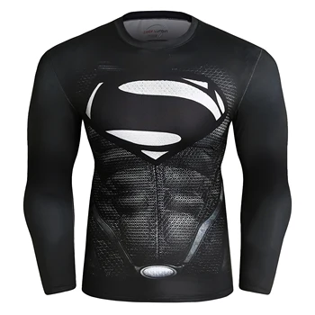 Superheroj 3D Tiskanje Bodybuilding Compression majica s kratkimi rokavi Moški Visoko Elastičnost Fitnes T-Majice Cosplay Usposabljanje majica z Dolgimi rokavi