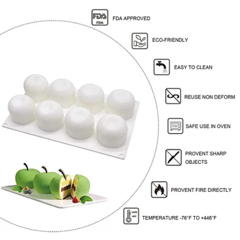 3D Silikonski Torto Plesni Mousse Pecivo Plesni Češnja Obliko Sladica Bakeware 8 Votline DIY Milo Plesni Kuhinja Peko Orodja