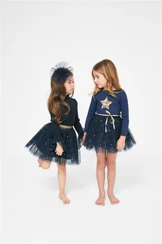 2020 HP blagovne Znamke Nove Jesensko Zimske Otroci Obleko za Dekleta Lepe Zvezde Čipke Dolg Rokav Tutu Princesa Obleke Baby Otrok Modno Oblači