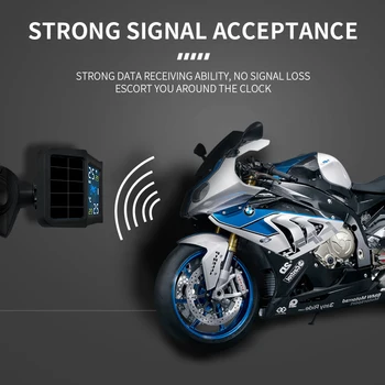 Sistema de supervisión de presión de neumáticos TPMS par motocicleta, inalámbrico, 2 uds., Senzor externo LCD, Admite carga sol