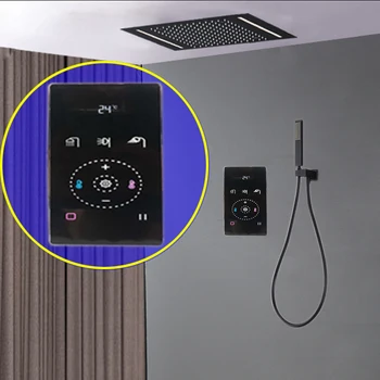 Stropni Tuš Set Black Smart Tuš Sistemi Digitalni Termostat Touch Control Panel 500*360 MM LED, Dež Showerhead Kopalnica