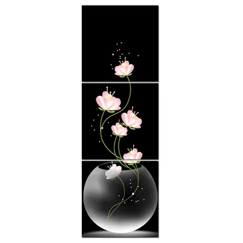 3 kos povzetek Črno ozadje Cvet cvet Kvadratnih Platno Slikarstvo, Tisk Na Platno Wall Art modular slike dnevne sobe