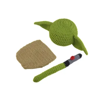 Crochet Baby Yoda Beanie Klobuk in Plenic Kritje Obleko Novorojenčka Pletene Fotografija Rekvizitov, Kostumov Ročno Dojenček Tuš Darilo