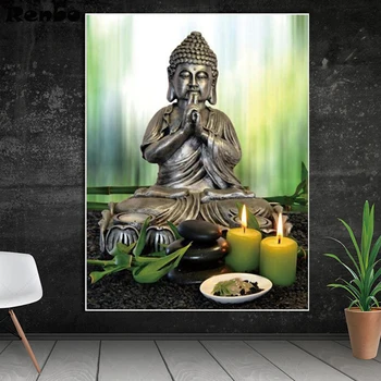 Diamond Slikarstvo Buda kamen, cvet sveča Celoten Kvadratni/Krog Vaja 5D DIY Diamond Mozaik Navzkrižno Šiv Doma Dekor Ročno Darilo