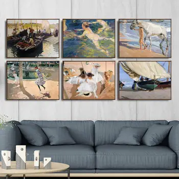 Doma Dekoracijo Umetnosti Stenske Slike Amo Dnevno Sobo, Poster Tiskanje Platna Slike Španski Joaqun Sorolla Plavalci 3