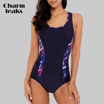 Charmleaks En Kos Ženske Športne Kopalke Športne Kopalke Colorblock Tiskanja Monokini Plaži Kopalke Bikini