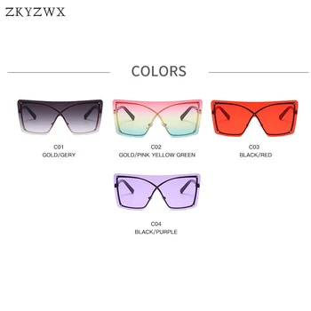 ZKYZWX Trendi na Kvadratni sončna Očala Ženske Enem Kosu Gradient Leče za sončna Očala za Moške Luksuzni Dizajn Ulica Strel Prevelike Očala