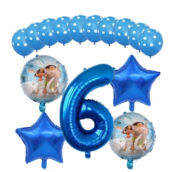 15pcs Moana baloni 32 palčni modra Številka balon moana temo rojstni dekoracijo otroci igrače, Zrak globo dekleta fant darila