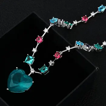 SINZRY hotsale modni nakit barvit kubičnih cirkonij srce oblika žensk obesek ogrlice chokers
