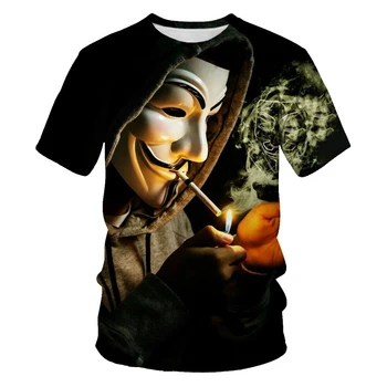 V besedo Vendetta 3D tiskanje moda nova moška T-shirt hip-hop klovn priložnostne O-vratu moška kratka sleeved majico ulica oblačila