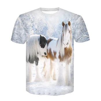 2020 nove natisnjeni poletne moške živali priložnostne igri kul 3D konjske glave osebnost hip hop okoli vratu T-shirt