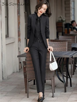 Formalno Enotnih Modelov Pantsuits za Poslovne Ženske Delovne Obleke Nosijo Pomlad Jesen Ženske Urad Blazerji OL Stilov Pantsuits