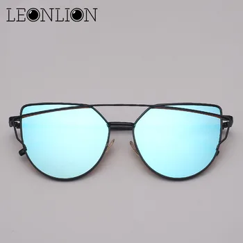 LeonLion 2021 Ogledalo Mačka oči, sončna Očala Ženske Letnik Kovinski Odsevna Stekla Za Ženske blagovne Znamke Oblikovalec Gafas De Sol Mujer
