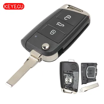 Keyecu brez ključa-Go Flip Daljinski Ključ Fob 3 Gumbi 434MHz ID48 Čip za Volkswagen MQB Golf VII MK7,Skoda Octavia A7 2017