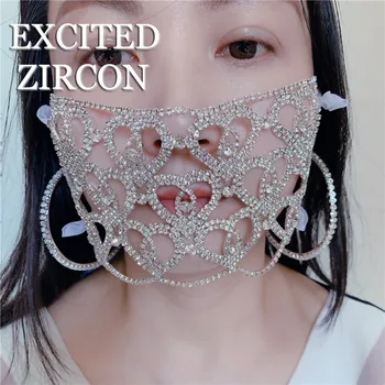 2020 nova zasnova romantično breskev srce votlih nosorogovo masko luksuznih modnih kristalni nakit masko ženska stranka dodatki darilo