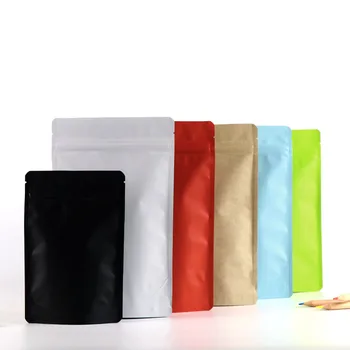 50pcs Barva Mat Aluminijasto Folijo Sebe Zaprti Embalaži Bag Coffee Bean Peko Piškotov Samolepilni Mlečno Hrano, Vrečke po Meri Logo