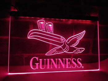 LA012 - Guinness Toucan Pivo Bar Pub Klub LED Neon Luči Prijavite doma dekor obrti