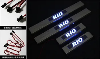 Z Modro LED svetlobo iz nerjavečega jekla Izvažajo Plošča/Vrata Polico Za Kia RIO 2010-dodatki Avto styling