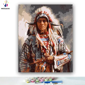 DIY barvil slike s številkami z barvami Nacionalni starejši ženski glavni sliko risanje, barvanje z številkami uokvirjena Doma