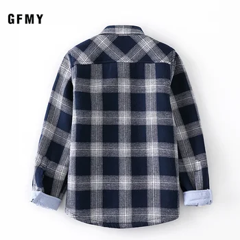 GFMY 2019 Pozimi Bombaž Poln Rokav Moda Plus žamet Kariran Fantje Majica 3T-12T Priložnostne Velik Fant Obleke je Lahko Plašč