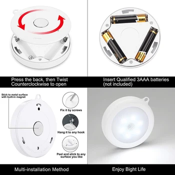 Nadgradili Senzor Gibanja LED Nočna Lučka za Brezžični Detektor Stenska Svetilka Luč Stick-on Magnet LED Garderoba Hodnik Kabinet Luči