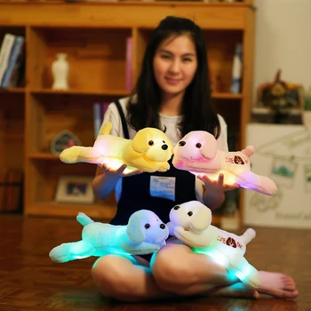 32 cm Plišastih pes lutka z barvnimi LED svetlobo žareče psi z vezenje otroci igrače za dekle, otroci darilo za rojstni dan