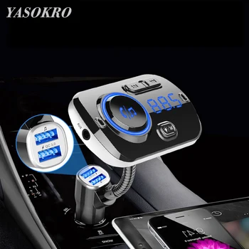 YASOKRO QC3.0 FM Oddajnik Bluetooth 5.0 MP3 Voiture Avto Player Podporo hands-free z LED Zaslon Dvojni Polnilnik USB