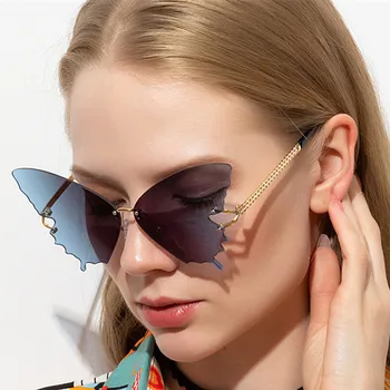 CRSD 2020 Novo Metulj brez okvirjev Ženske sončna Očala Moda Velik Gradient sončna Očala Kovinski Ocean UV400 Sončna Osebnost