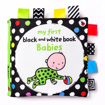 Dojenčka Zgodnje Izobraževanje Krpo Knjiga Vizualno Navdihuje Zvok Papirja, Raztrgana In Lahko Ugriz Baby Black In White Label Igrača