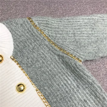 Pozimi vzletno-pristajalne steze oblikovalci vrhovi 2020 moda dvojno zapenjanje o-vratu dolg rokav pleteni pulover ženske letnik žepi brezrokavniki