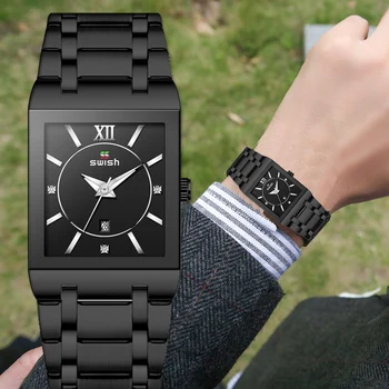 PEDER Black Moške Kvadratnih Watch Luksuzne blagovne Znamke Vojaške Poslovnih ročno uro Nepremočljiva Športno ročno uro Quartz Montre Homme 2020