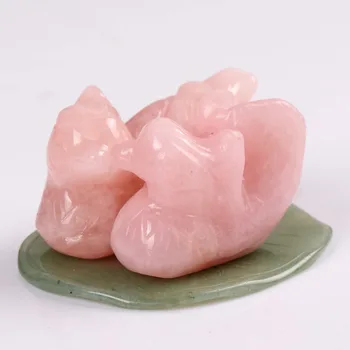 Rose mandarin raca Naravni kamen ročno izrezljane Ljubimec, ki simbolizirajo Figur Zelena aventurine stojalo Ljubimec darilo Čakro, Reiki Brezplačno torbica