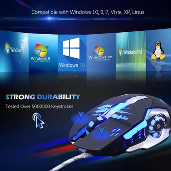 Žično Gaming Miška Profesionalni igralec LED osvetljen Optični Računalnik PC, Laptop Miši Igro, Miško, USB Kabel Mause