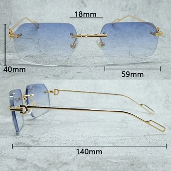 Kovinska Sončna Očala 2021 Trendi Izdelka Odtenki Očala Moda Rimless Carter Oblikovalec Oči Zaščito Gafas De Sol Hombre
