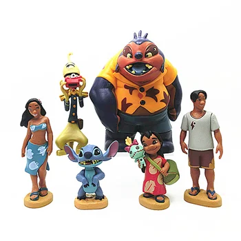 Disney številke Lilo & Stitch 6pcs/nastavitev Lilo Šiv Nani Dr. Jumba Jookiba 5-11 CM PVC akcijska figura, zbirka lutk darila za otroke